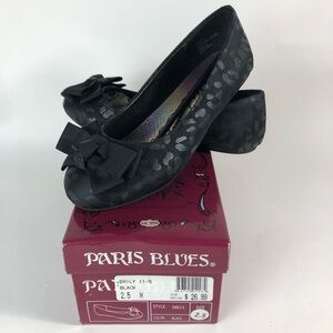 Paris Blue Girls Emily Flats 2.5 Black NIB